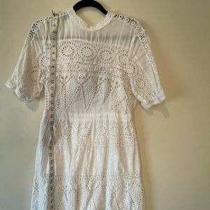 Anthropologie white crochet mini dress